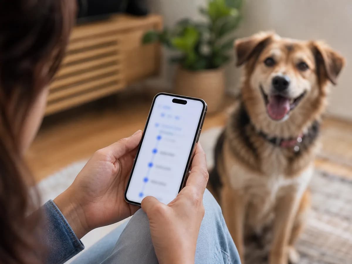 Expediente médico portátil de una mascota en el teléfono